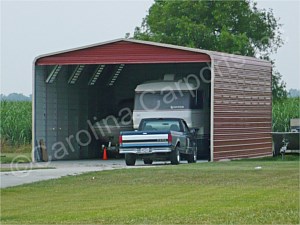 Regular Roof Style Carport with Three Sides Closed and Gable End